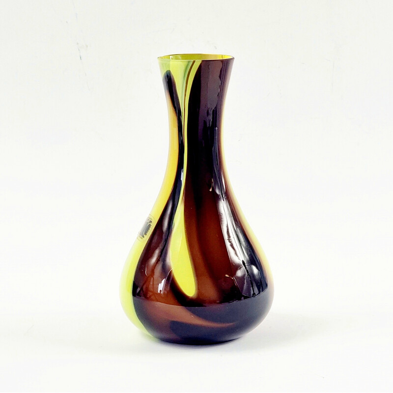 Vintage marbled Murano glass vase by Carlo Moretti, Italy 1970