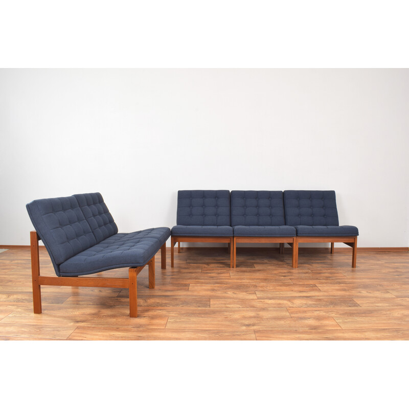 Set of 5 vintage Modulin armchairs by Ole Gjerløv Knudsen and Torben Lind for France and Søn, Denmark 1960