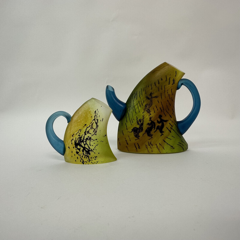 Vintage teapot and mug by Kjell Engman for Kosta Boda, Sweden 1980