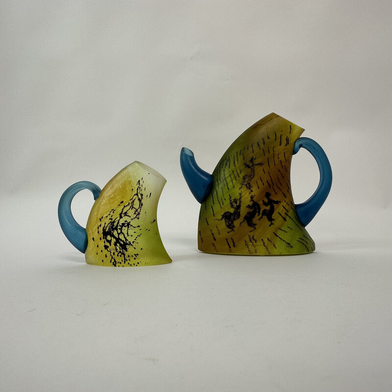 Vintage teapot and mug by Kjell Engman for Kosta Boda, Sweden 1980