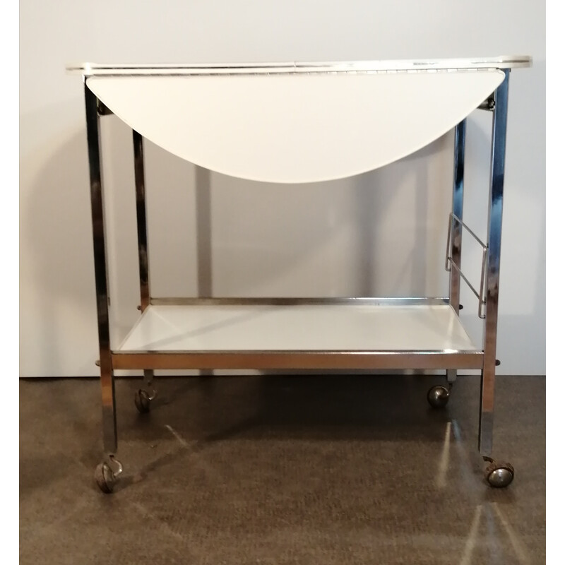 Vintage chrome and white serving table, 1970