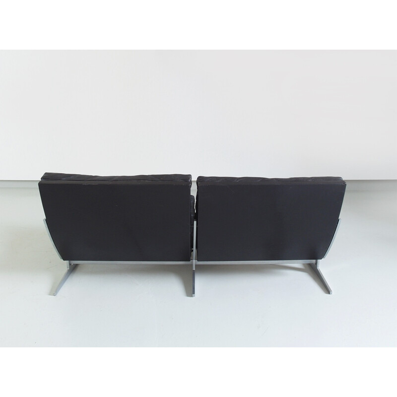 Fabricius and Kastholm black leather two-Seat Sofa for Bo-Ex, Denmark - 1960s