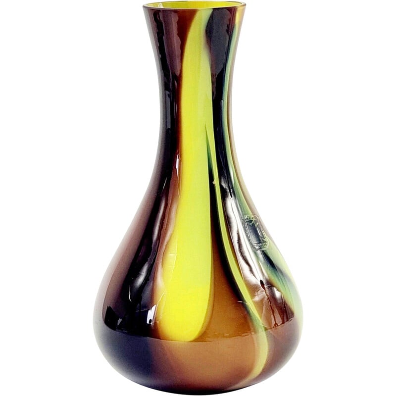 Vintage marbled Murano glass vase by Carlo Moretti, Italy 1970