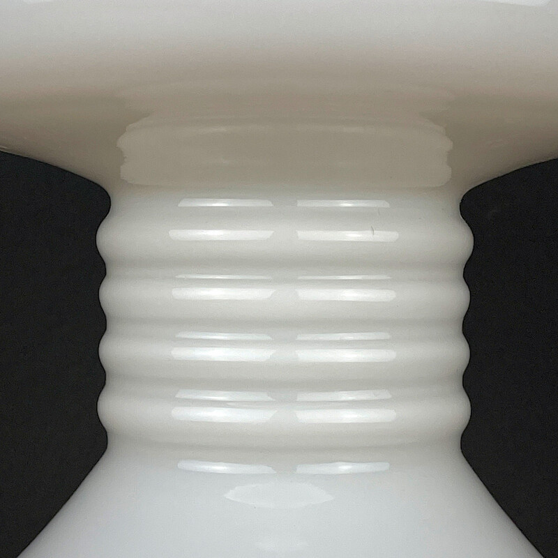 White opal glass vintage table lamp, Italy 1970