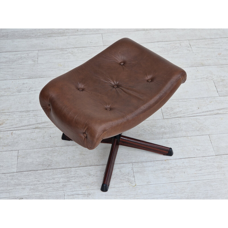 Vintage brown leather footrest by Göte Möbler Nässjö, Sweden 1970