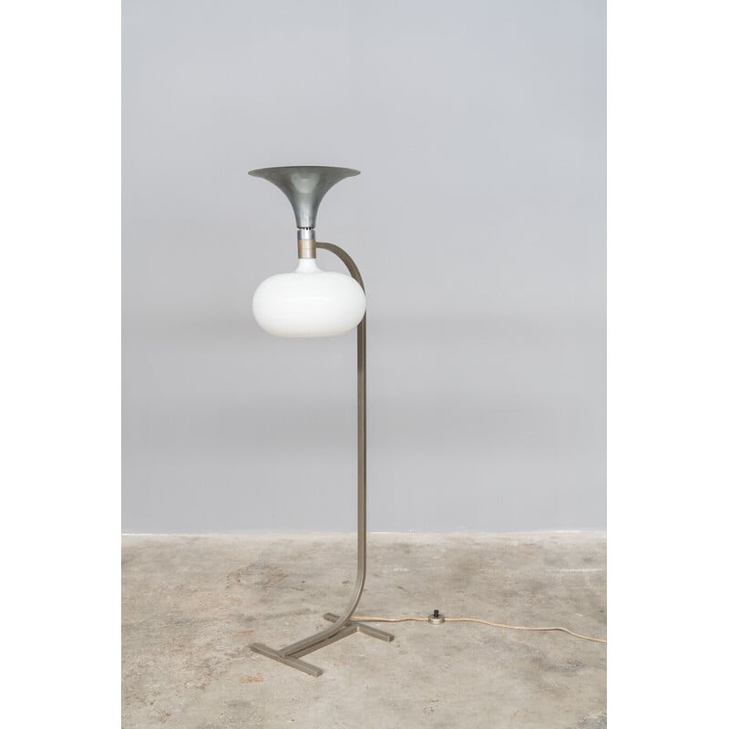 Vintage Sirrah floor lamp in glass and steel by Franco Albini and Franca Helg, 1969