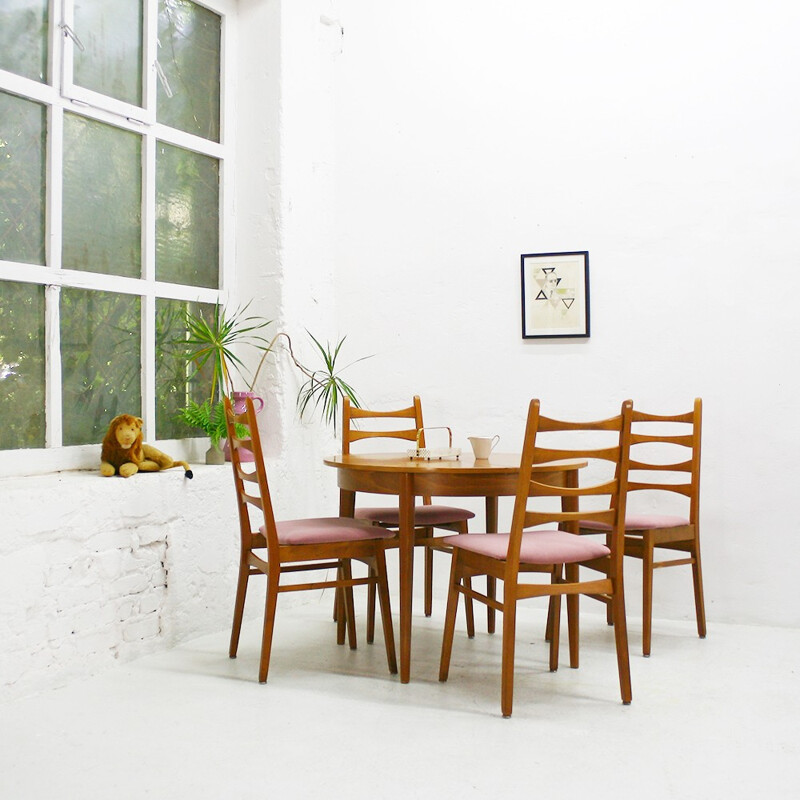 Set of four solid beech dining chairs - 1950s