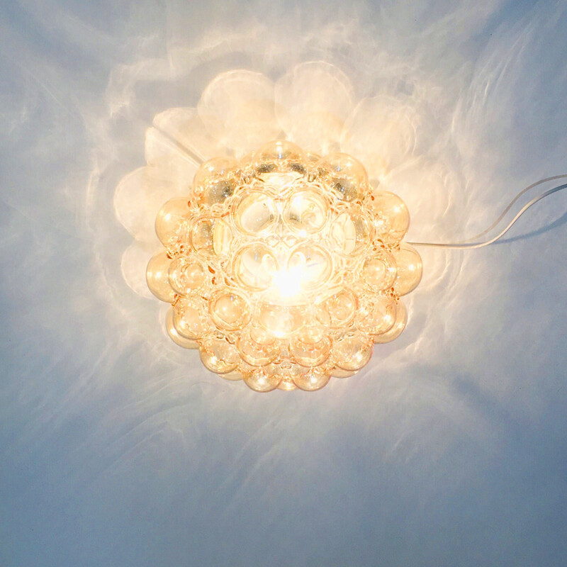 Vintage glass ceiling lamp by Helena Tynell for Limburg, Germany 1970