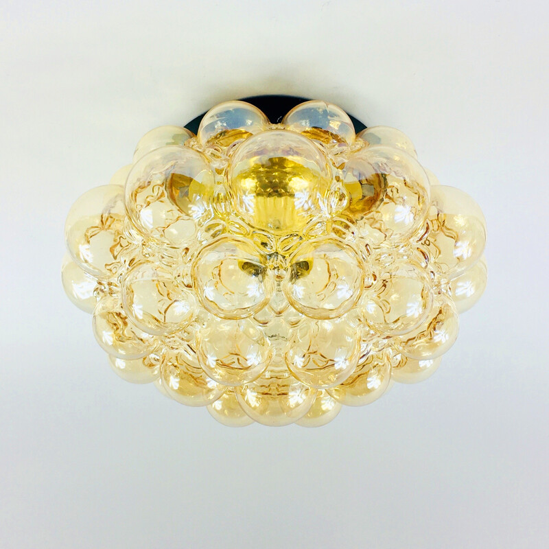 Vintage glass ceiling lamp by Helena Tynell for Limburg, Germany 1970