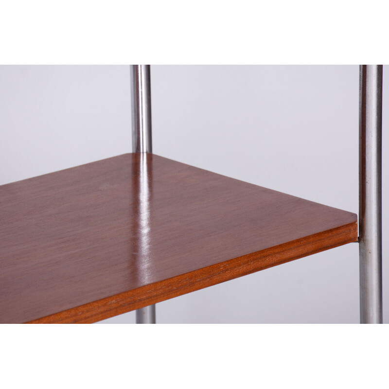 Vintage walnut and steel side table by Hynek Gottwald, Czechoslovakia 1930