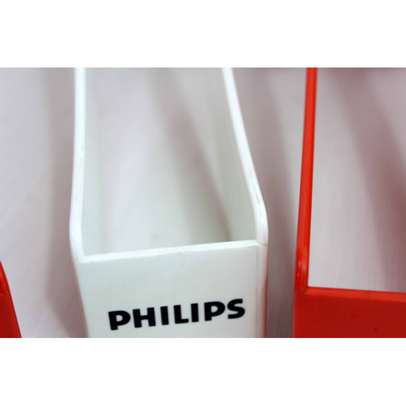 Set of 6 vintage Philips removable plastic vinyl holders, 1970