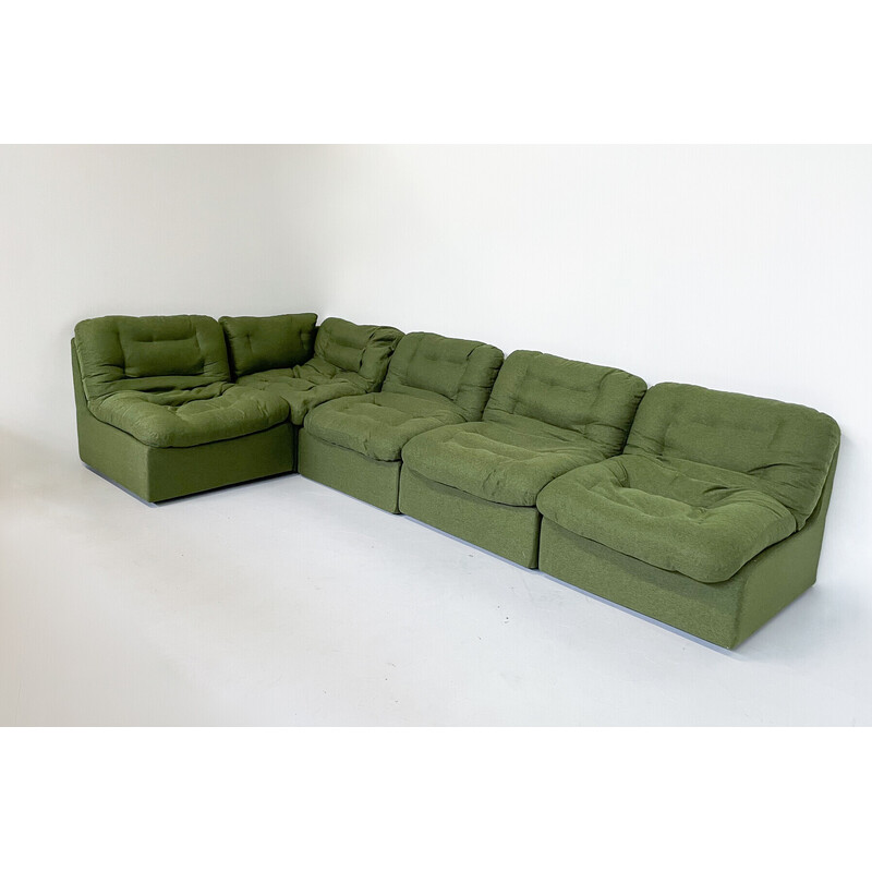 Vintage green modular sofa, Italy 1970