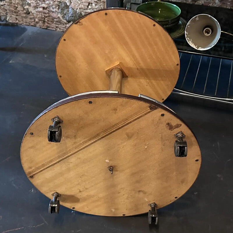 Vintage wood and metal bar cart, Italy 1980