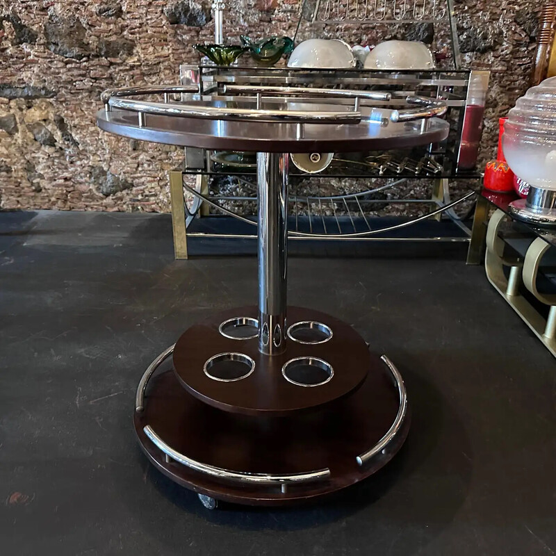 Vintage wood and metal bar cart, Italy 1980