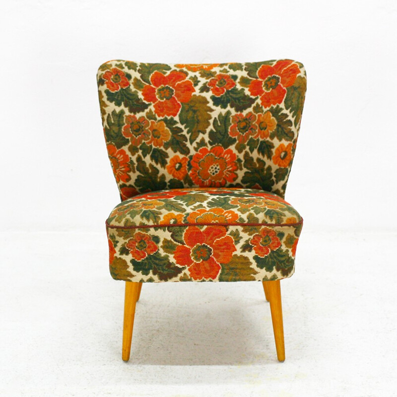 Floral design cocktail armchair - 1950s
