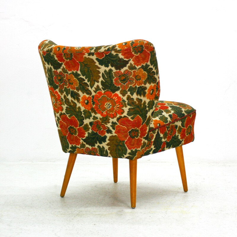 Floral design cocktail armchair - 1950s