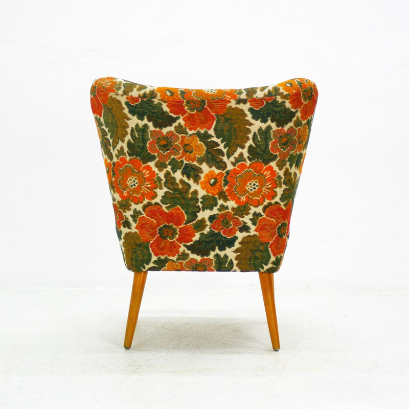 Floral design cocktail armchair - 1950s