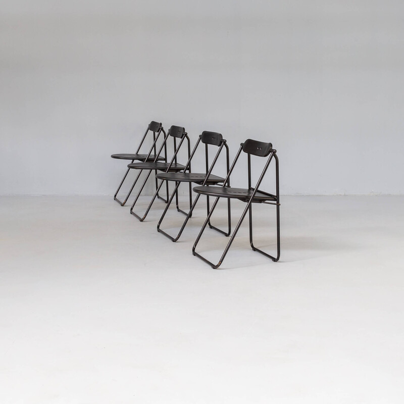 Lot de 4 chaises pliantes vintage de Paolo Pairgi pour Heron Parigi, 1980