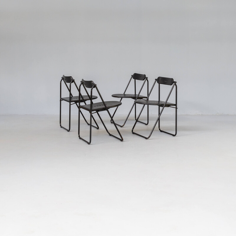 Lot de 4 chaises pliantes vintage de Paolo Pairgi pour Heron Parigi, 1980