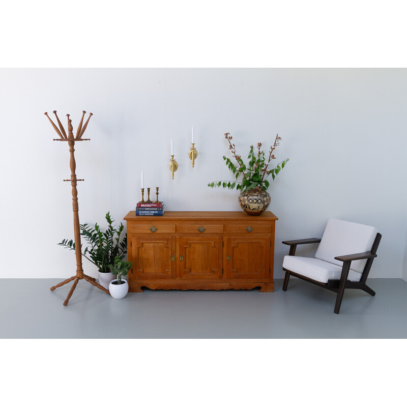 Vintage oak coat rack, Denmark 1960