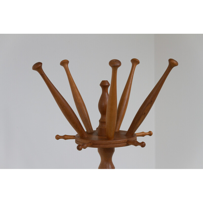 Vintage oak coat rack, Denmark 1960