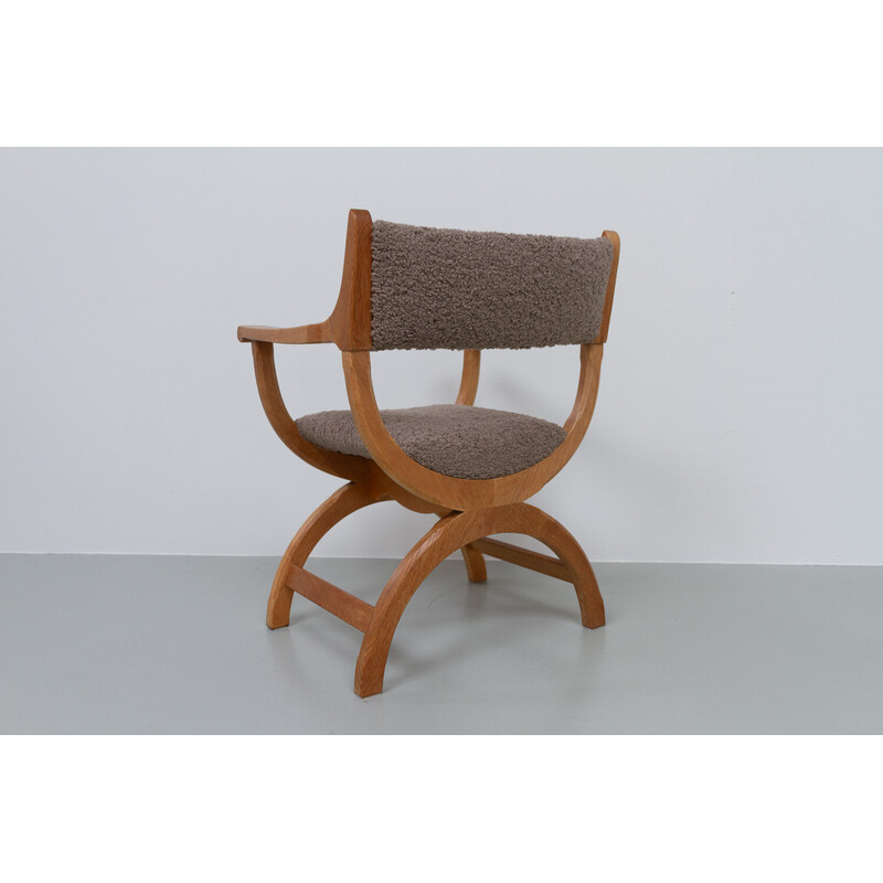 Vintage Kurul armchair in oak by Henning Kjærnulf, Denmark 1960