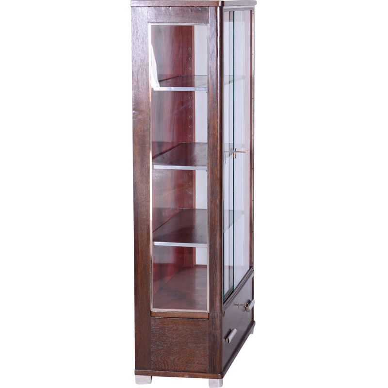 Vintage Art Deco oak display cabinet by Jindrich Halabala for Up Zavody, Czechoslovakia 1930