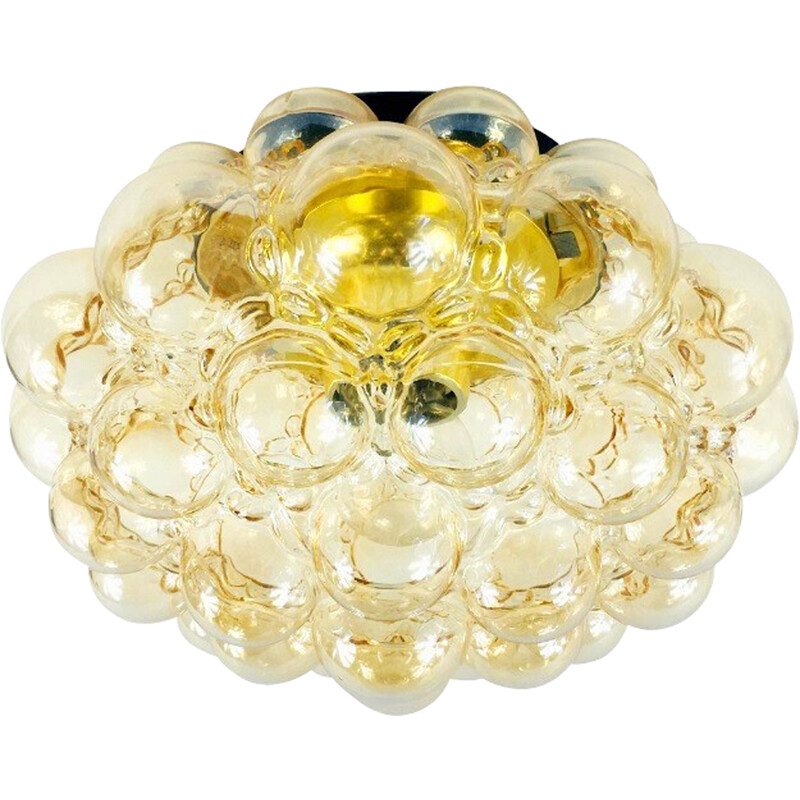 Vintage glass ceiling lamp by Helena Tynell for Limburg, Germany 1970