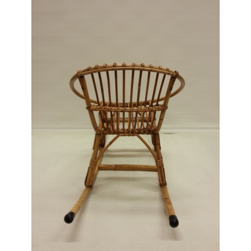 Children's rattan rocking chair - 1960s