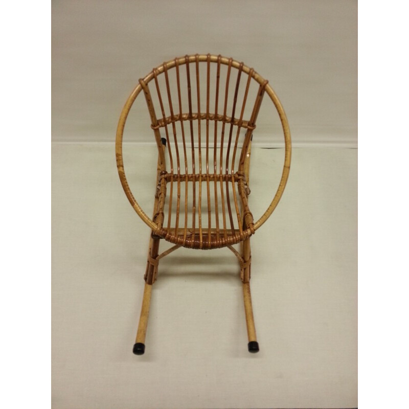 Children's rattan rocking chair - 1960s