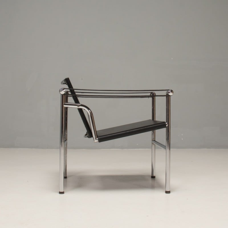 Vintage steel armchair by Le Corbusier, Pierre Jeanneret and Charlotte Perriand for Cassina, 1965