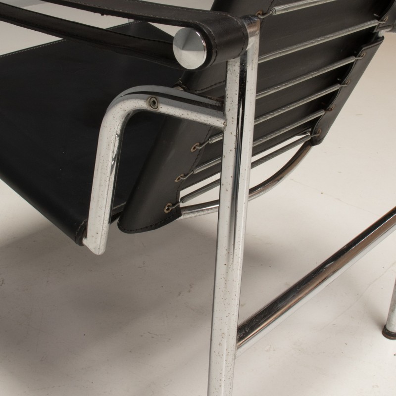 Vintage steel armchair by Le Corbusier, Pierre Jeanneret and Charlotte Perriand for Cassina, 1965