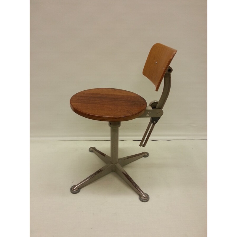 Adjustable industrial swivel chair - 1960s