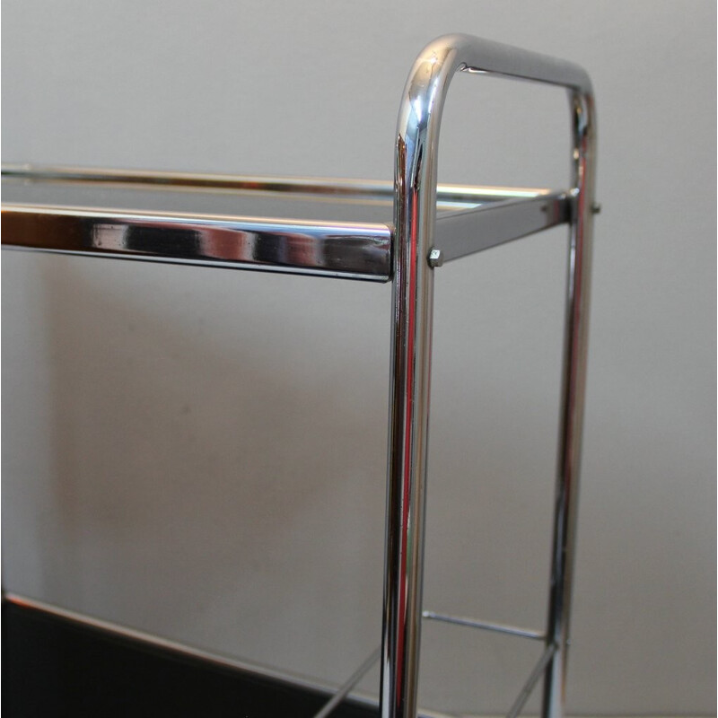 Bar trolley in chromed metal and glass - 1940s