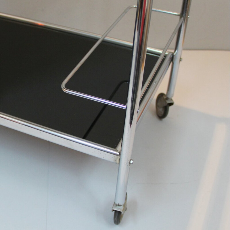 Bar trolley in chromed metal and glass - 1940s