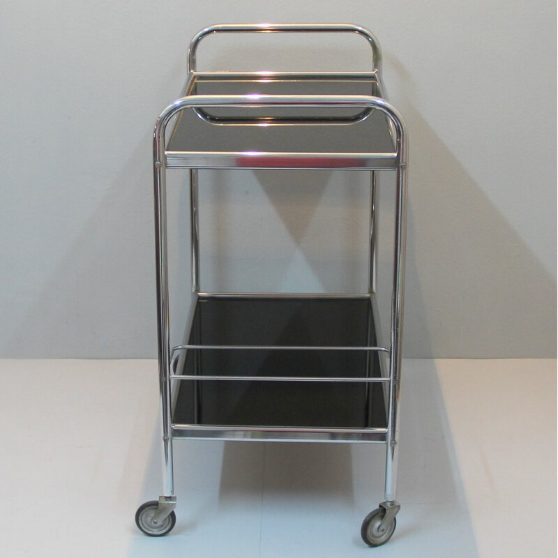 Bar trolley in chromed metal and glass - 1940s