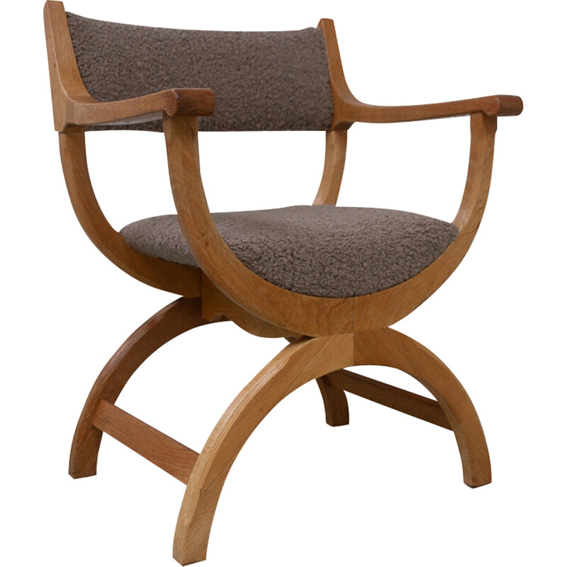 Vintage Kurul armchair in oak by Henning Kjærnulf, Denmark 1960