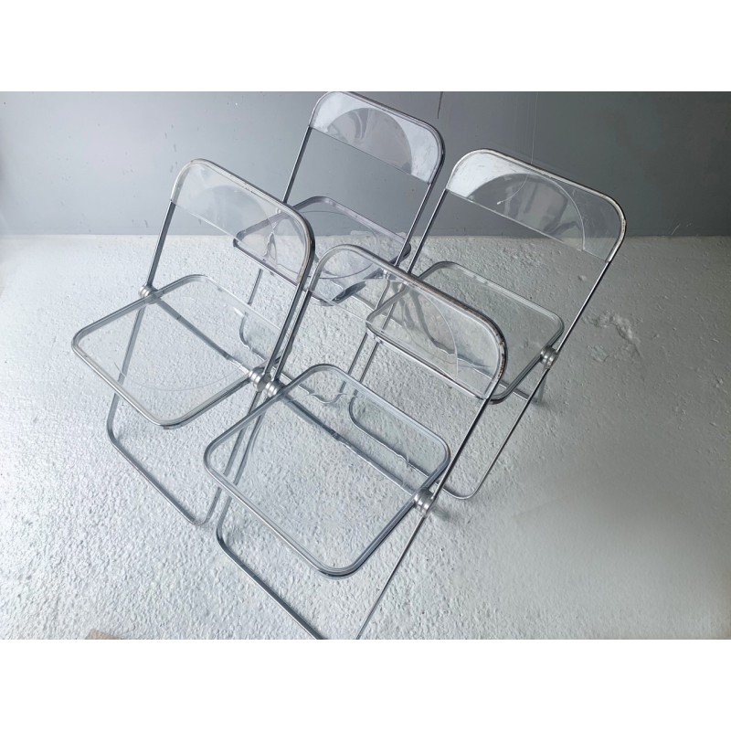 Set of 4 vintage steel folding chairs by Giancarlo Piretti