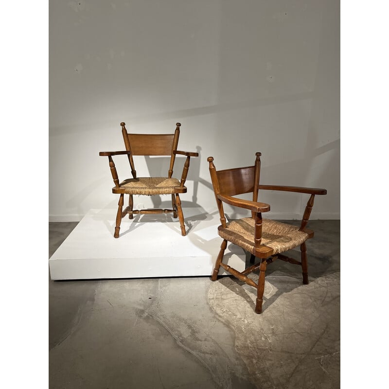 Paire de fauteuils vintage brutaliste, 1960