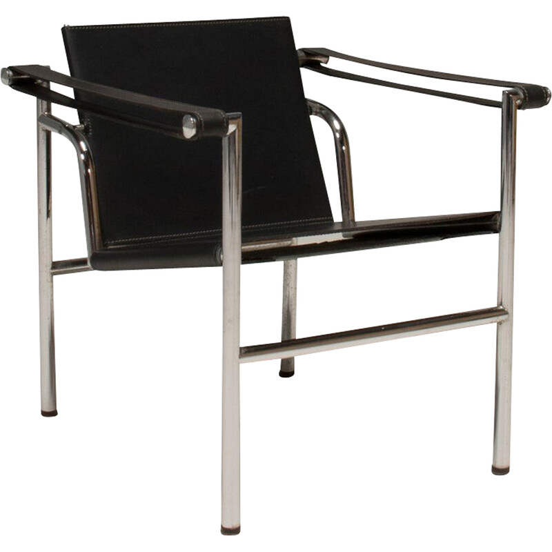 Vintage steel armchair by Le Corbusier, Pierre Jeanneret and Charlotte Perriand for Cassina, 1965