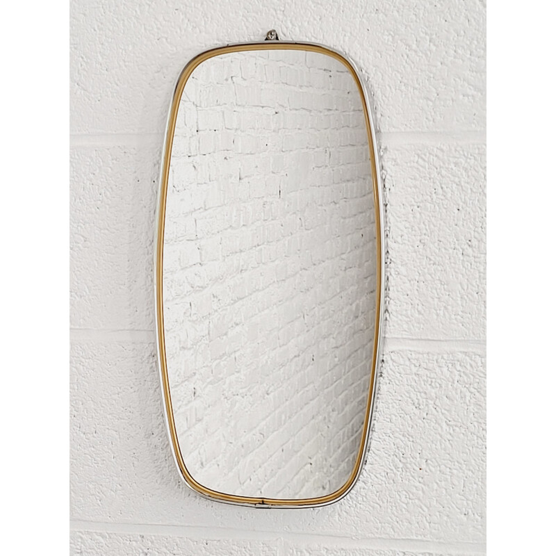 Miroir rétroviseur vintage sur cadre chromé, 1960