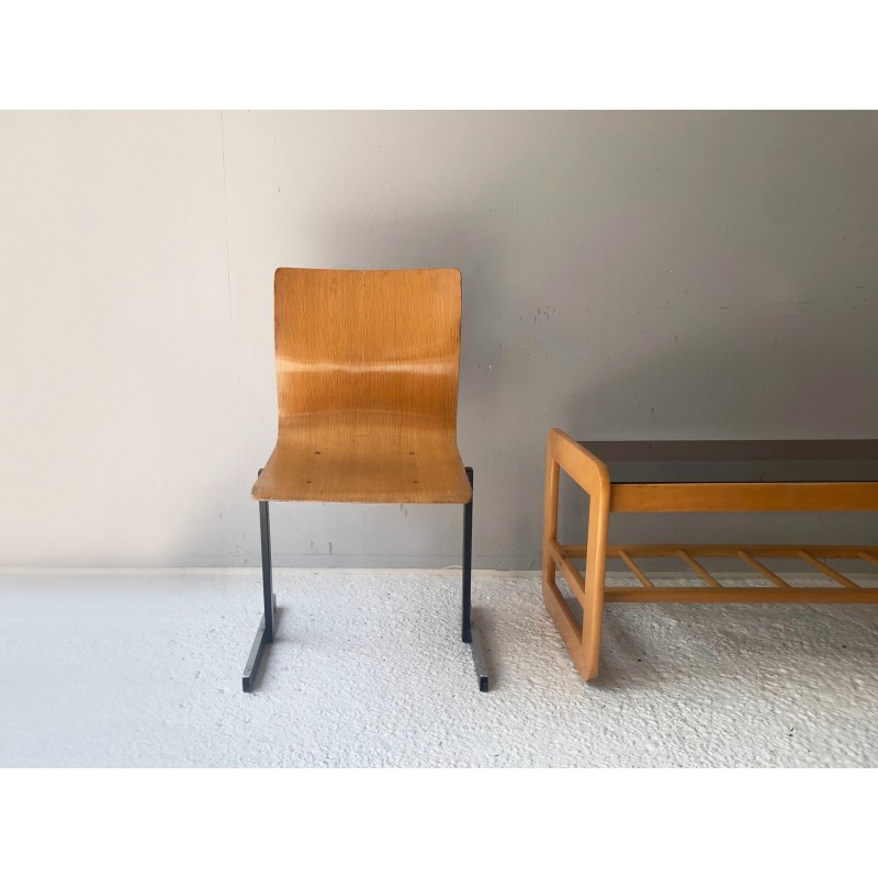 Vintage metal and plywood chair by Niels Larsen Mobler, Denmark 1893