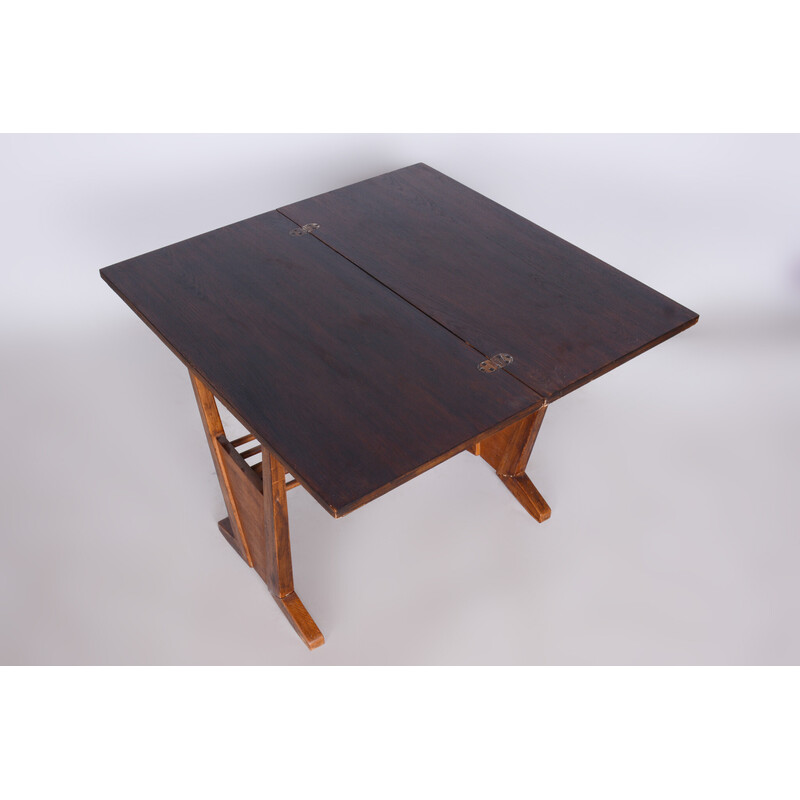 Vintage oak folding table, Czechoslovakia 1950