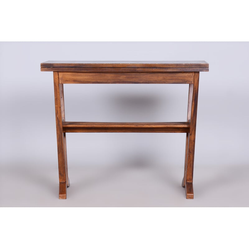 Vintage oak folding table, Czechoslovakia 1950