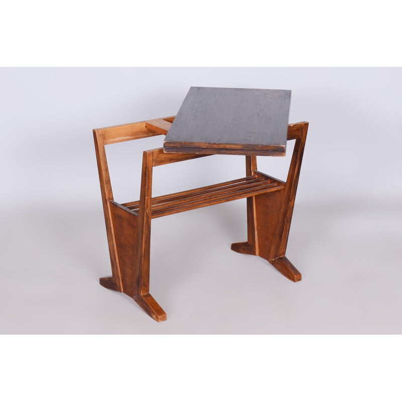 Vintage oak folding table, Czechoslovakia 1950