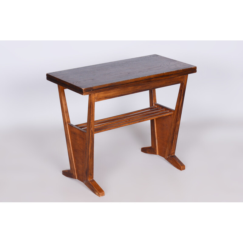 Vintage oak folding table, Czechoslovakia 1950