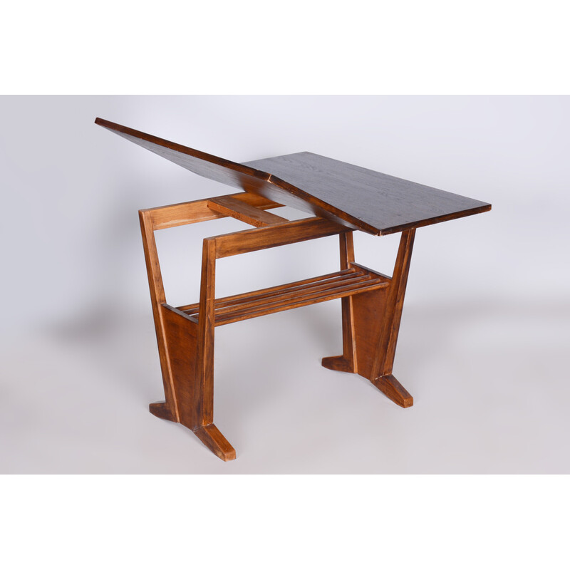 Vintage oak folding table, Czechoslovakia 1950