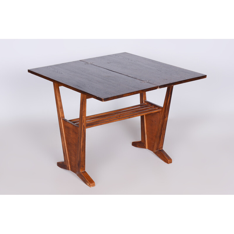 Vintage oak folding table, Czechoslovakia 1950