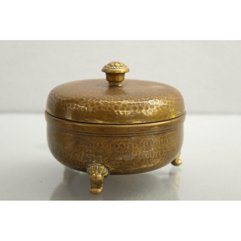 Vintage Art Deco brass lid box, Germany 1910