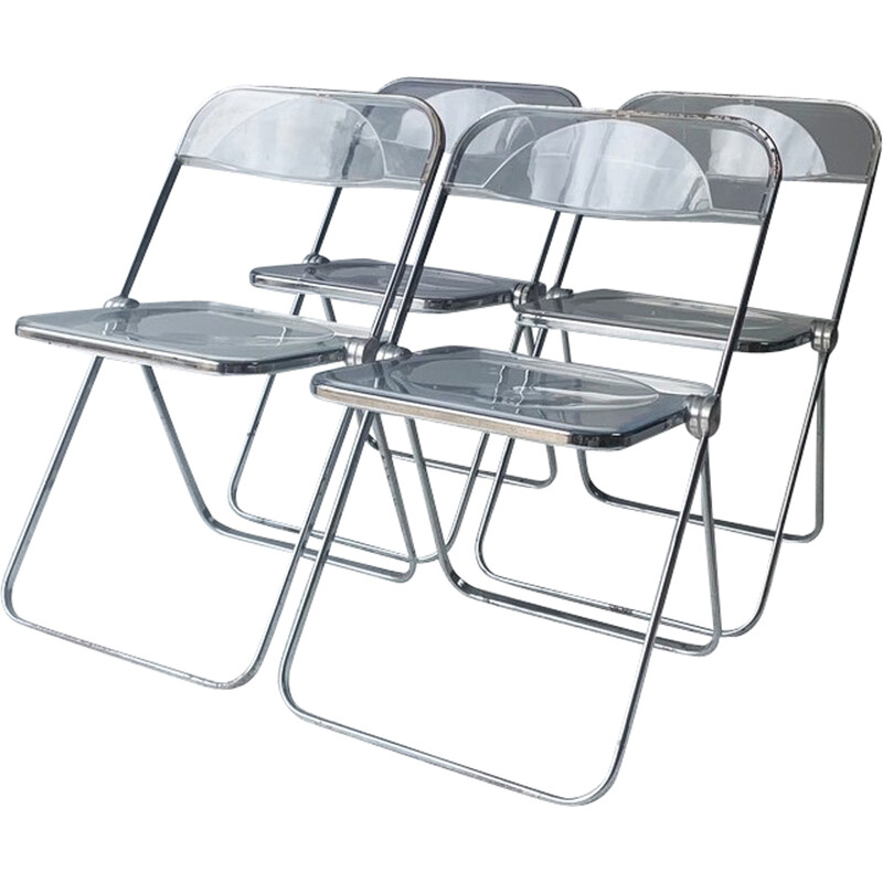 Lot de 4 chaises pliables vintage en acier par Giancarlo Piretti